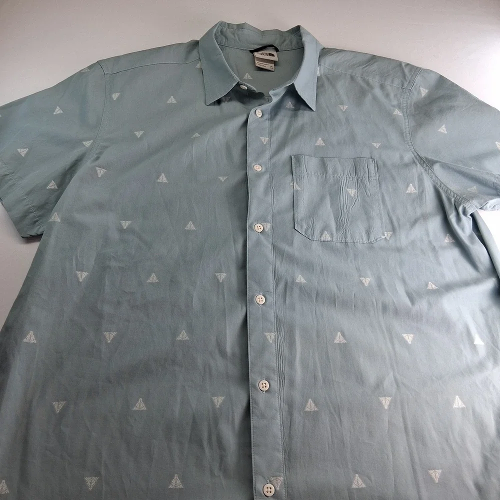 The North Face Men's XL Short Sleeve Button Down Shirt Teal Hiking Outdoor